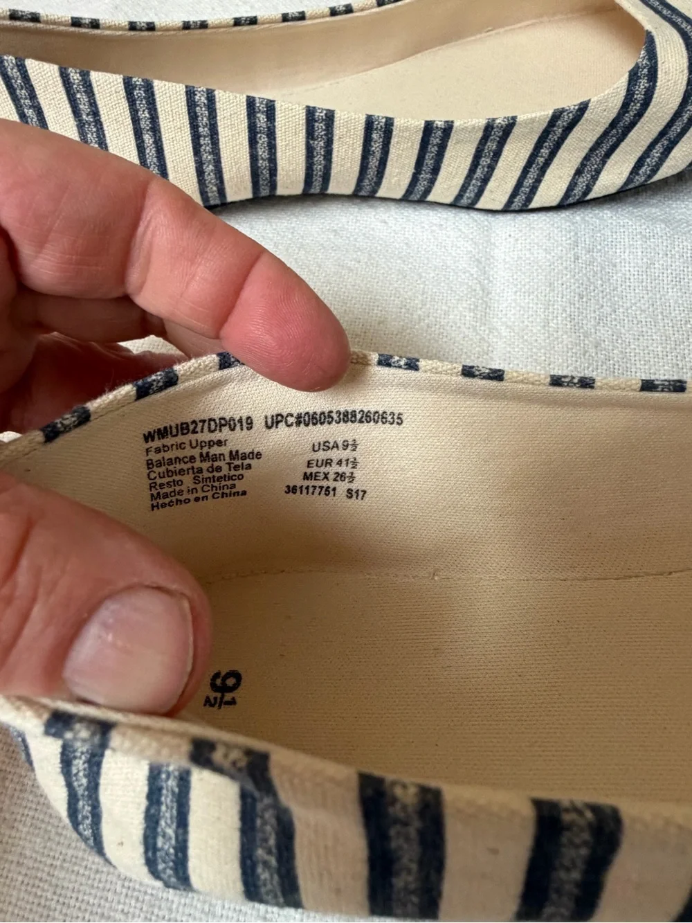 4/$20 Striped Navy and Cream Women’s Ballet Flats